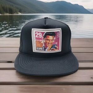 Vintage Elvis Presley Snapback Trucker Hat 29 Cent Stamp Gold Medal Headwear Cap